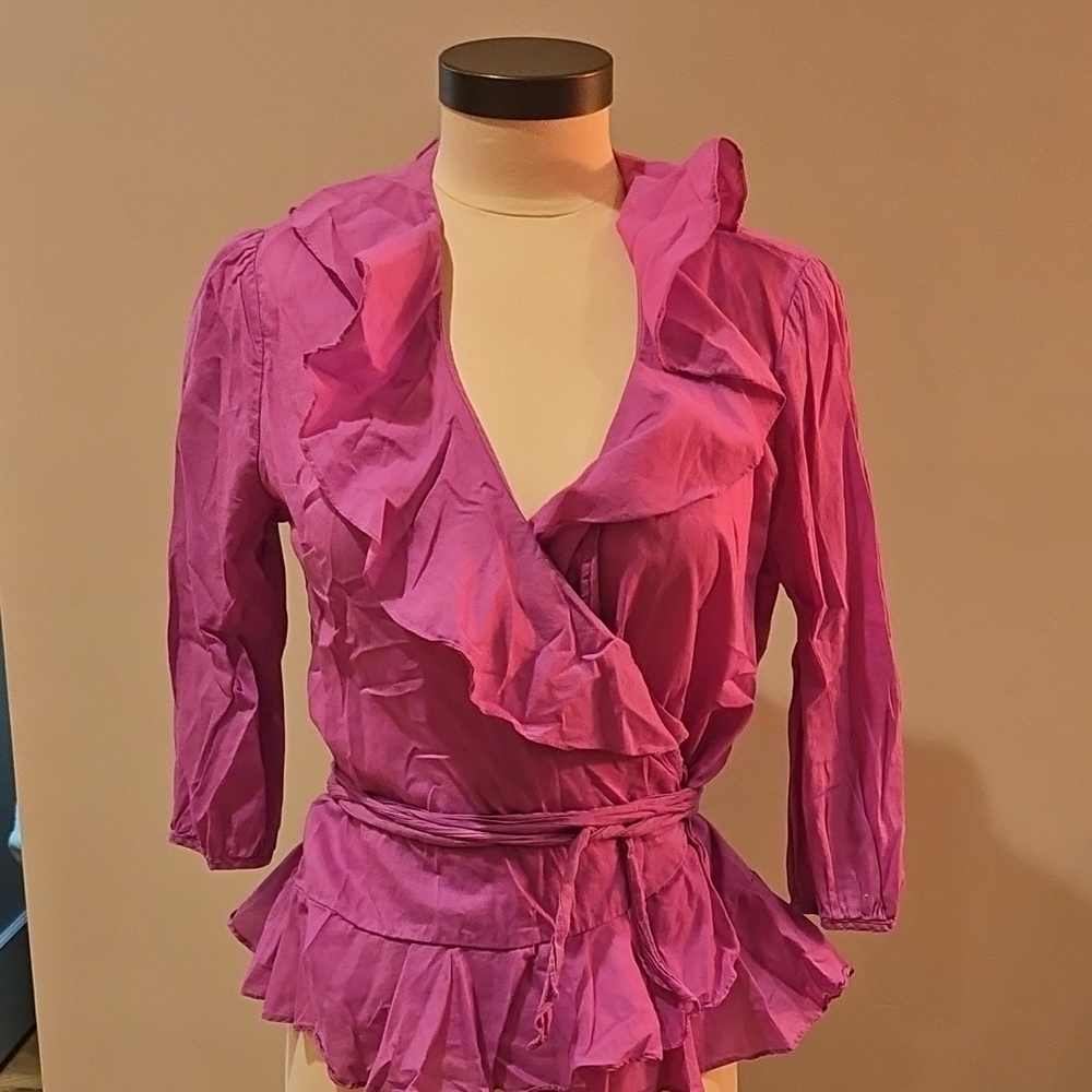 Lauren Ralph Lauren Fuchsia Ruffle Blouse